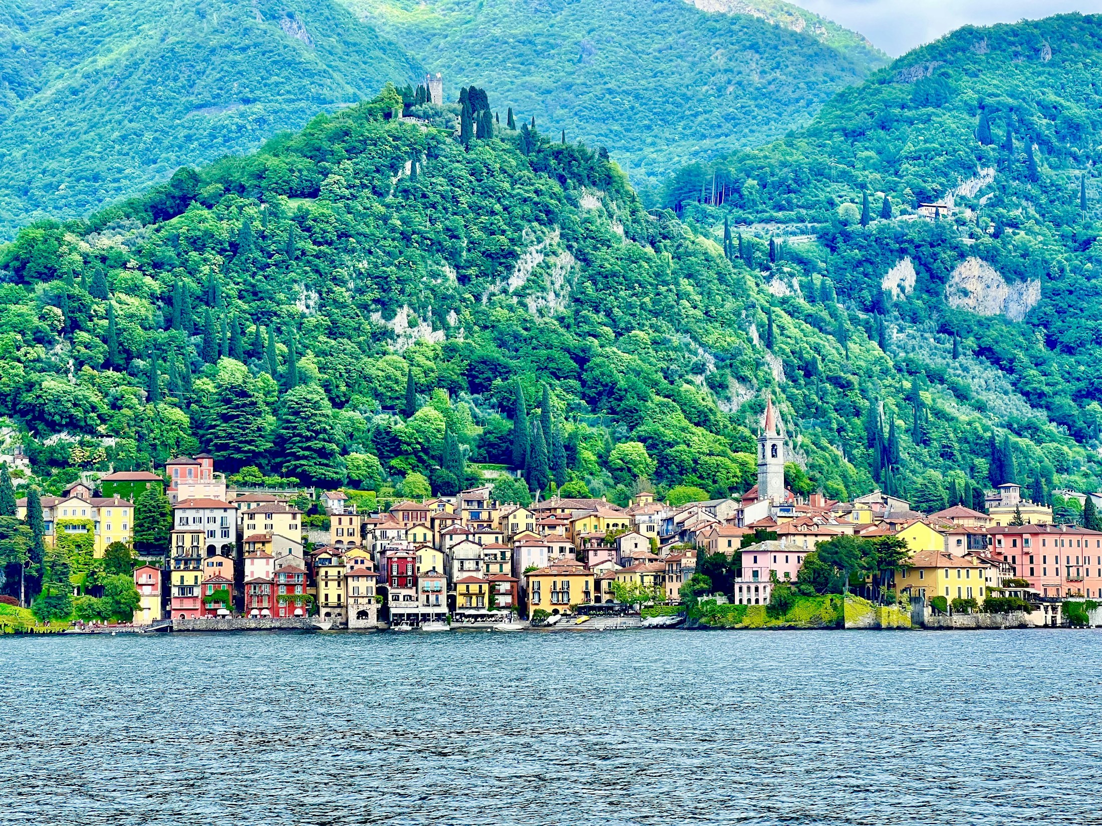 Colorful houses along the shore of Lake Como, Italy